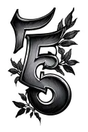 number 5 with the Greek mythology symbol for love tattoo design idea