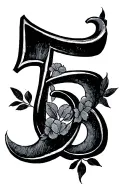 number 5 with the Greek mythology symbol for love tattoo design idea