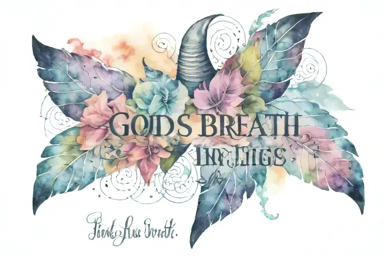 gods breath in lungs with Bible verse written tattoo design idea