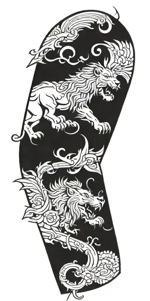 Letter G, Lion roaring, Punjab map with a sword made tattoo design idea