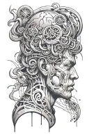 overthinking concept exploded head tattoo design idea