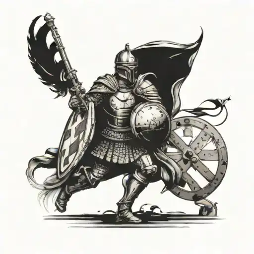 centurion approaching battle scene World War tattoo design idea
