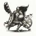 centurion approaching battle scene World War tattoo design idea