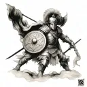 centurion approaching battle scene World War tattoo design idea