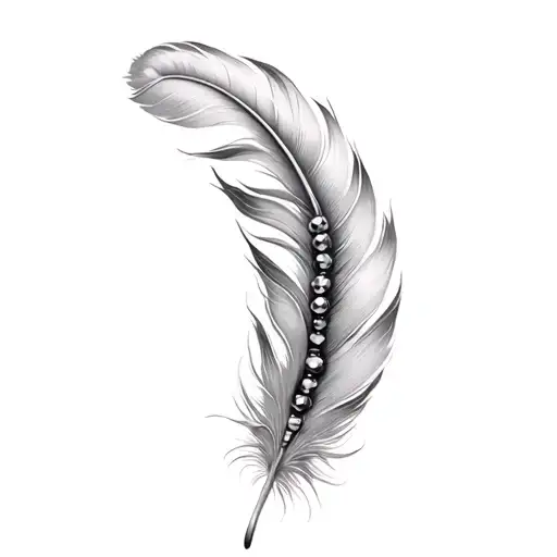white feather with beads  tattoo design idea