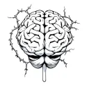 brain with vines thorns and maze with scribble art background  tattoo design idea