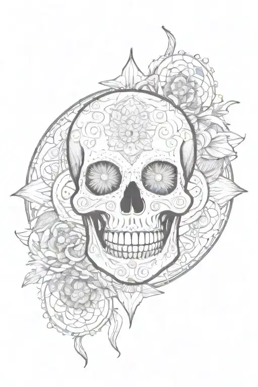skull, mandala design tattoo design idea