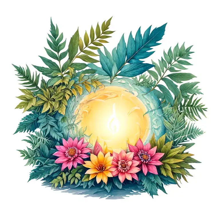 plants and winter solstice  tattoo design idea