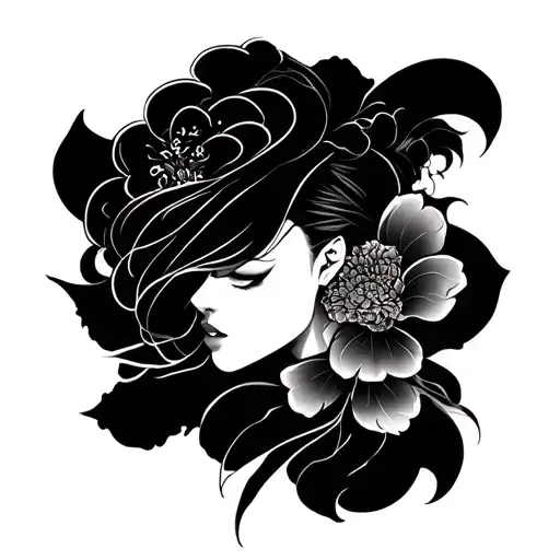 half sleeve Asian style illustration tattoo design idea