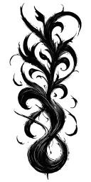 High contrast brush-like strokes dark aesthetic surrealist gothic blackwork otherworldly ornamental abstract sigilism tattoo design idea