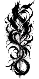 High contrast brush-like strokes dark aesthetic surrealist gothic blackwork otherworldly ornamental abstract sigilism tattoo design idea