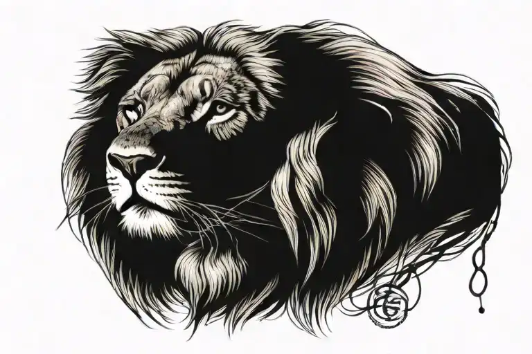 lion head and smiley face tattoo design idea