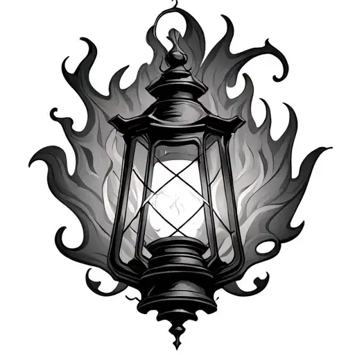 gothic lantern dawn flame tattoo design idea