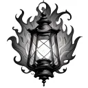 gothic lantern dawn flame tattoo design idea