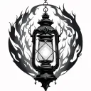 gothic lantern dawn flame tattoo design idea