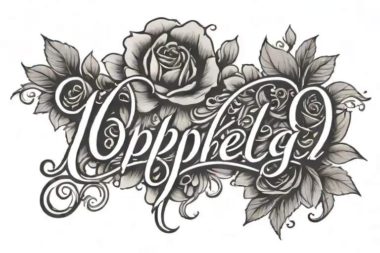 the name "Ophelia" in fancy script font tattoo design idea