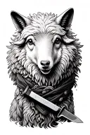 Sheep in wolf cloth  with knife tattoo design idea