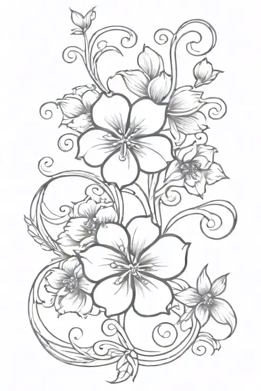 filigree and flowers intertwined tattoo design idea