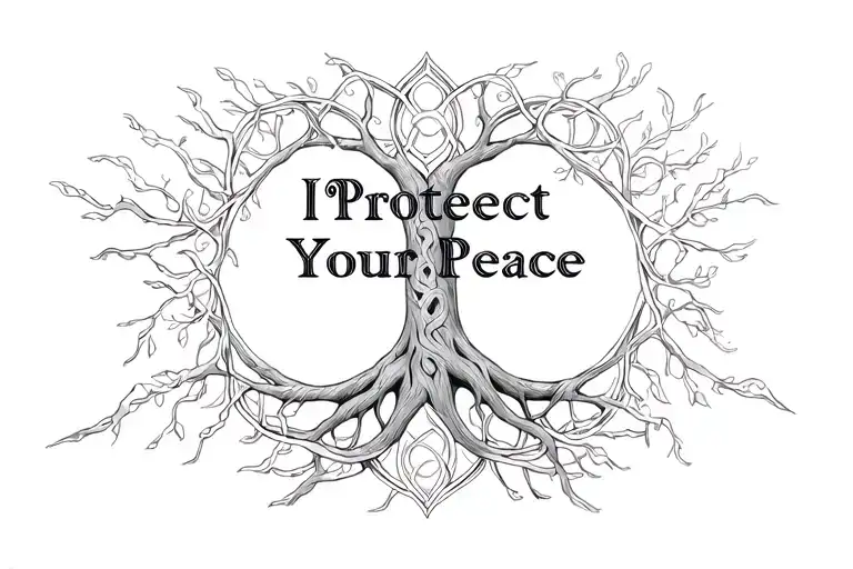 "Protect your peace" celtic tree of life tattoo design idea