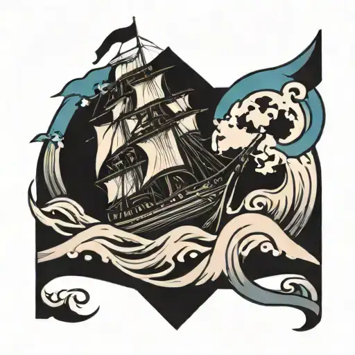 neptun waves Ship tattoo design idea