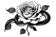 rose and snake coiled tattoo design idea