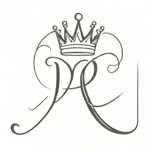 simple letter J with a simple princess crown tattoo design idea