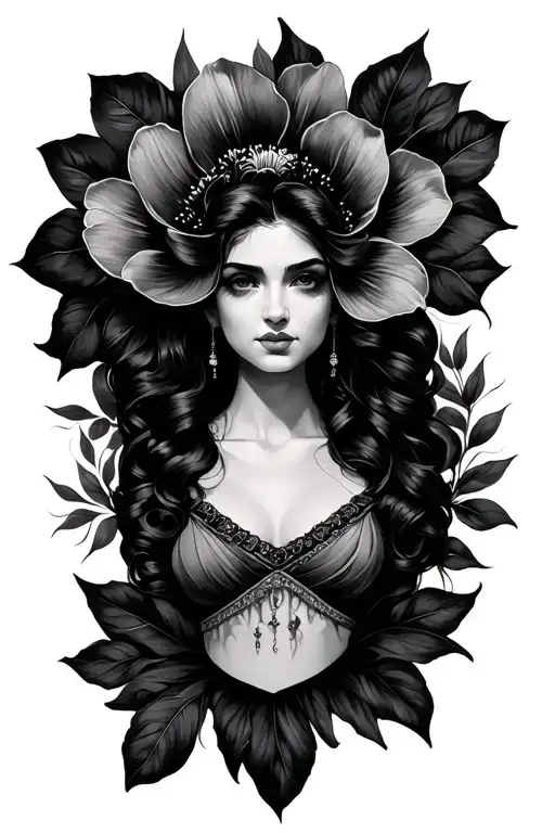 flor de maga, woman tattoo design idea