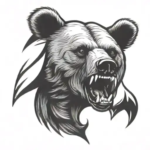 bear face with open jaw tattoo design idea