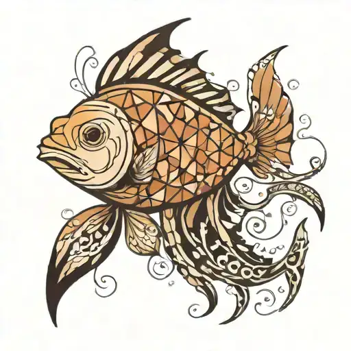 Cuddlefish, geometric patterns intertwined, kelp forest from Pacific Northwest tattoo design idea