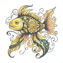 Cuddlefish, geometric patterns intertwined, kelp forest from Pacific Northwest tattoo design idea