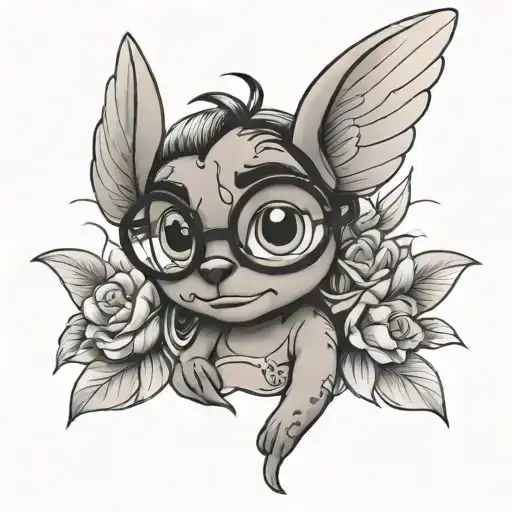 Angel from Lilo & Stitch with glasses  tattoo design idea