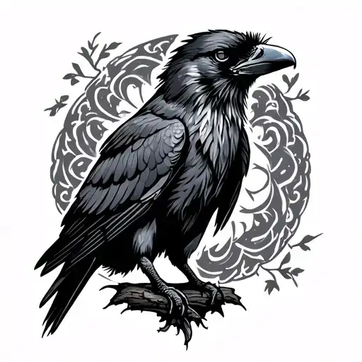 Haida raven perched tattoo design idea