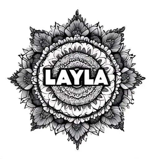 mandala style with the word layla hidden within tattoo design idea
