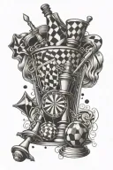 A tattoo design combining elements of pool, darts, and chess to represent the client's favorite hobbies tattoo design idea