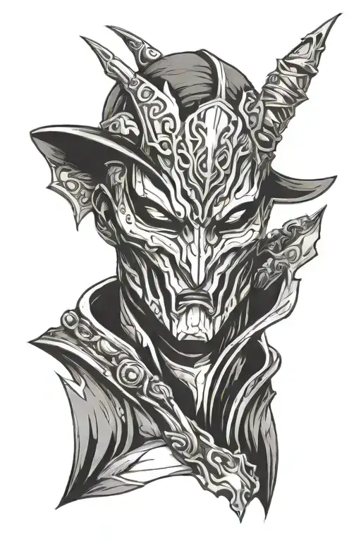 jhin mask  league of legends tattoo design idea