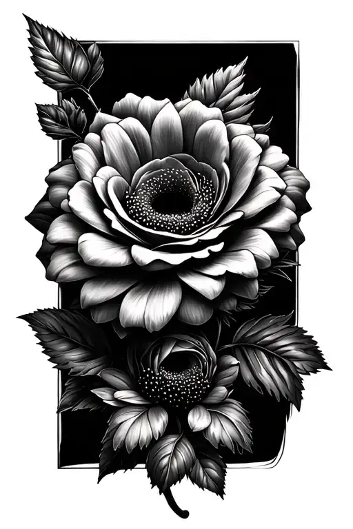 gerbera and rose tattoo design idea