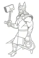 thor with a hammer 3d tattoo design idea