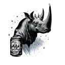 Orion constellation merging with rhinocero and random pop can  tattoo design idea