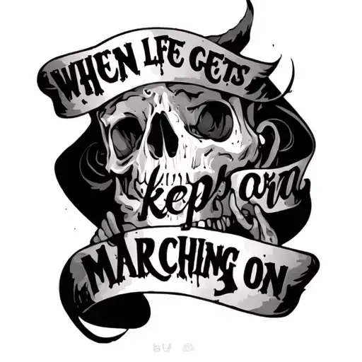 "when life gets hard keep on marching on" tattoo by the artist $uicideboy$ tattoo design idea