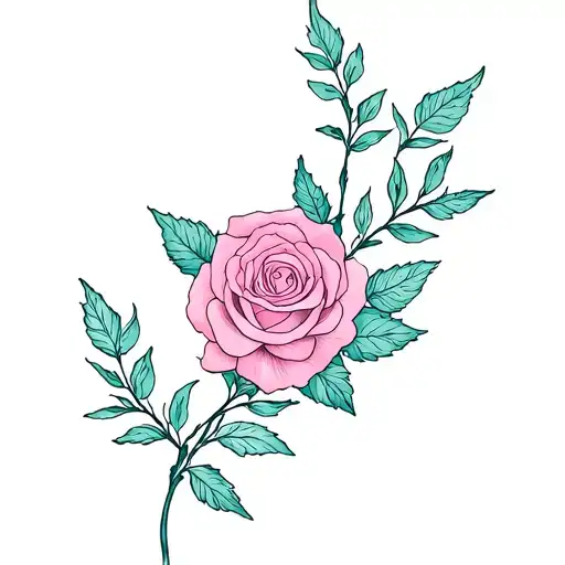 Larkspur And Rose tattoo design idea