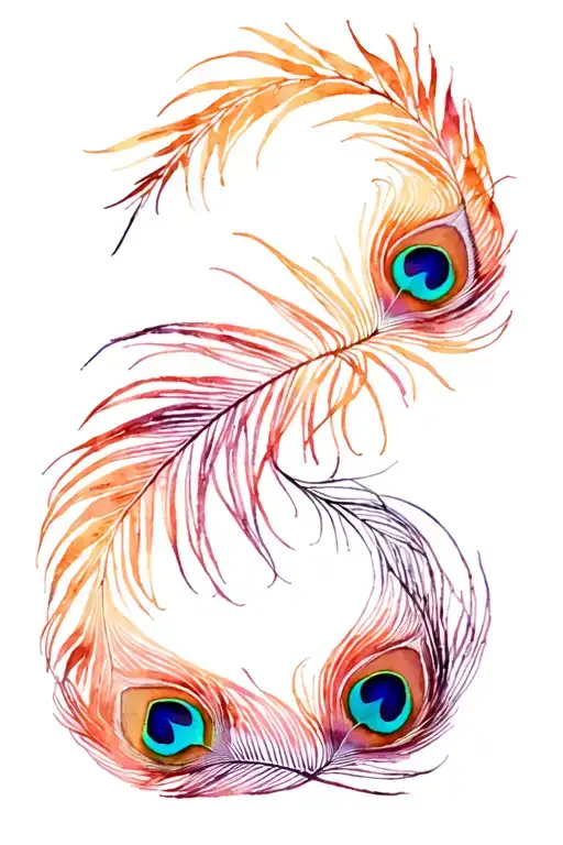 peacock feather intertwined tattoo design idea