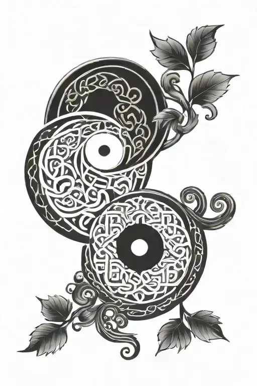 Incorporate a yin yang symbol with a Celtic knotwork pattern, symbolizing balance and heritage tattoo design idea