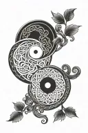 Incorporate a yin yang symbol with a Celtic knotwork pattern, symbolizing balance and heritage tattoo design idea