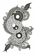 Incorporate a yin yang symbol with a Celtic knotwork pattern, symbolizing balance and heritage tattoo design idea