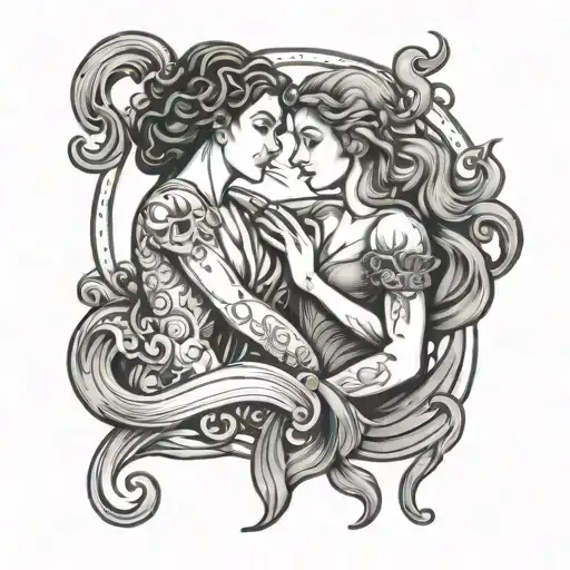 Aquarius and Gemini zodiac sign tattoo design idea