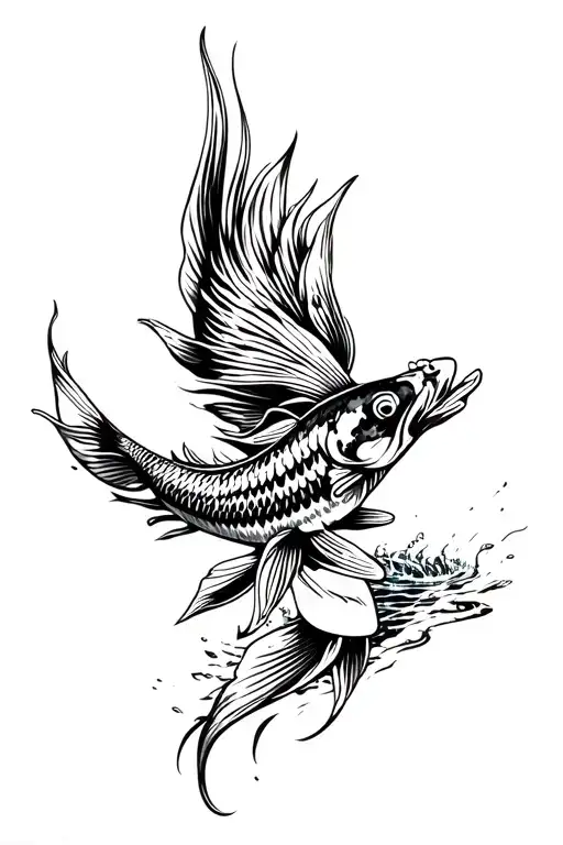 koi fish swimming upstream tattoo design idea