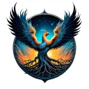 Phoenix rising tree of life design tattoo design idea