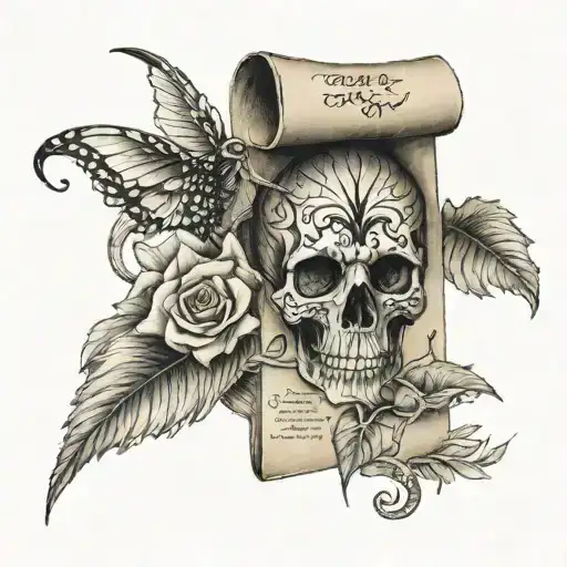 hanging notepad with signatures tattoo design idea