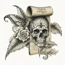 hanging notepad with signatures tattoo design idea