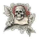 hanging notepad with signatures tattoo design idea